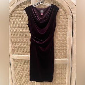 Cowl neck velvet cocktail dress